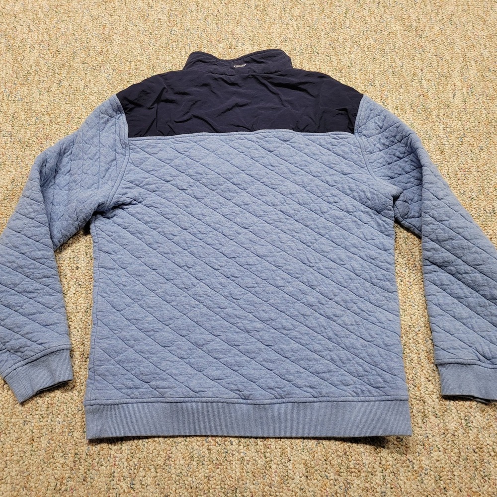 Vineyard Vines Sweater Mens Medium Blue Navy Red Snap Mock Neck Quilted Pullover - Picture 15 of 16